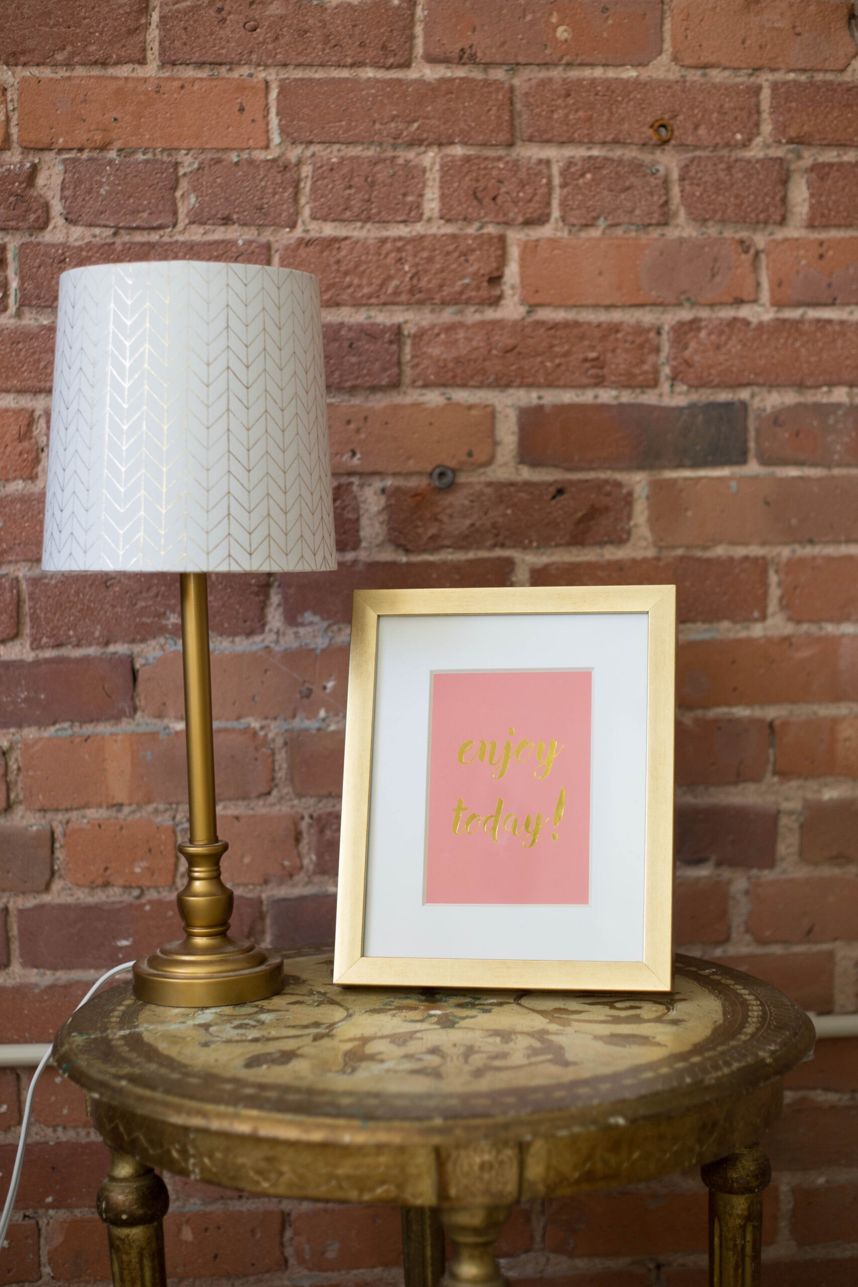 negative space lamp frame brick pink